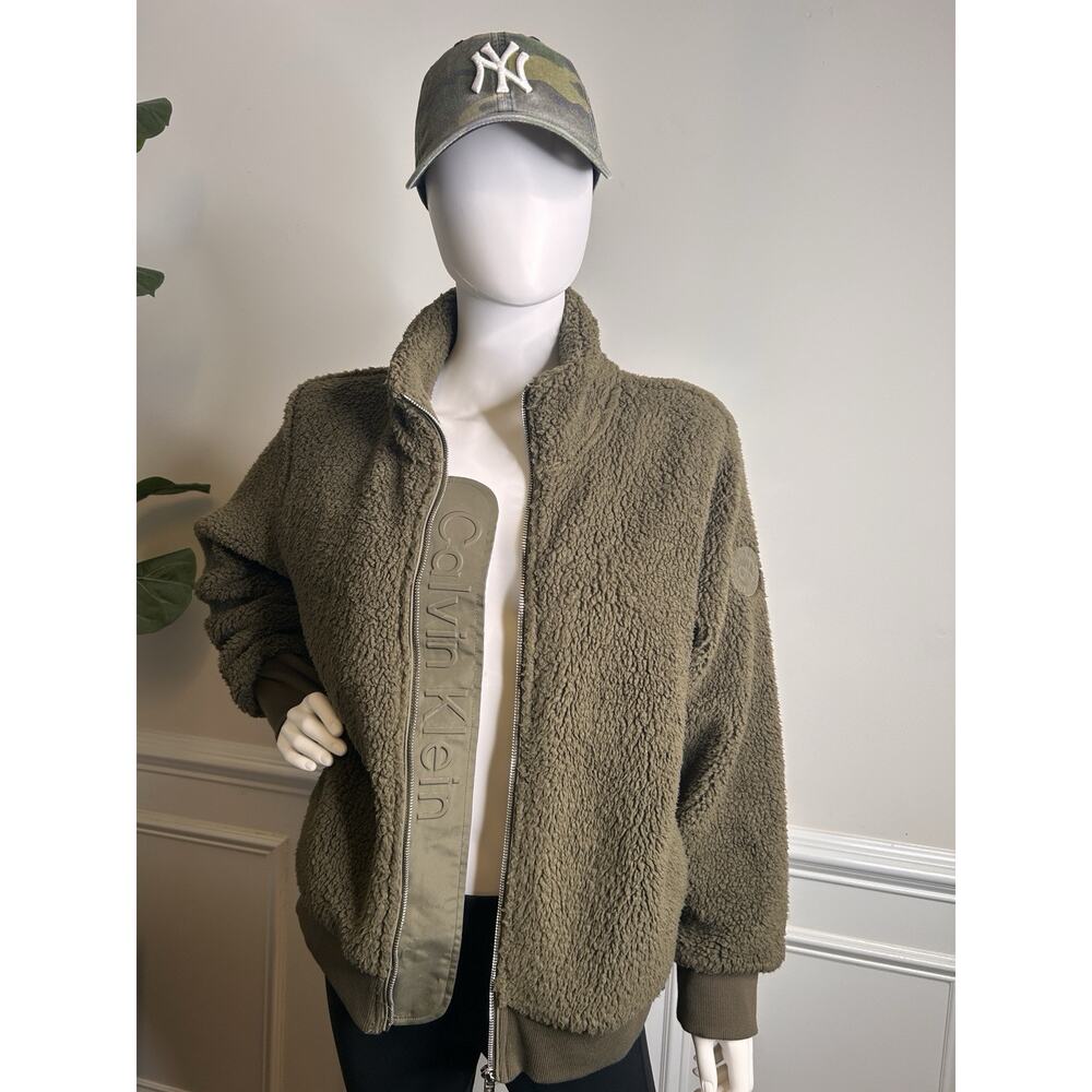 Calvin Klein Women's Green Fuzzy Jacket , Large, Casual, Full Zip - Picture 3 of 16